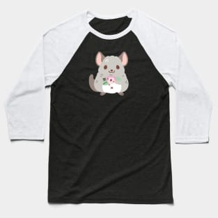 Chinchilla and Flowers Baseball T-Shirt